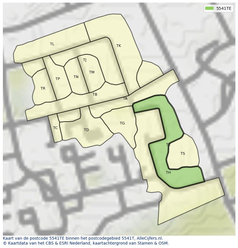 Afbeelding van het postcodegebied 5541 TE op de kaart.