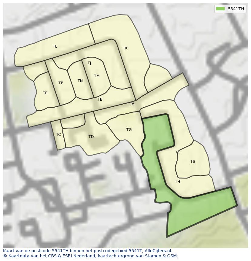 Afbeelding van het postcodegebied 5541 TH op de kaart.