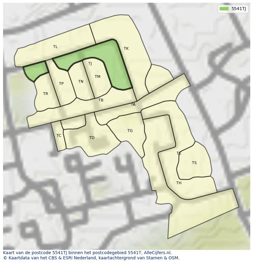 Afbeelding van het postcodegebied 5541 TJ op de kaart.