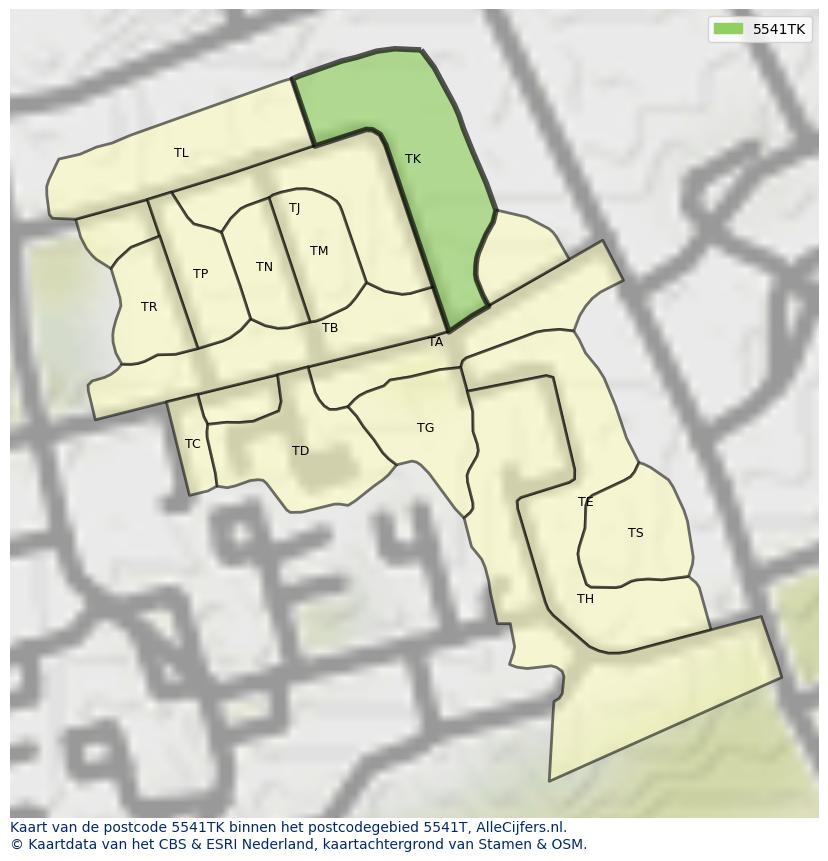 Afbeelding van het postcodegebied 5541 TK op de kaart.