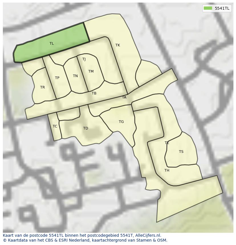 Afbeelding van het postcodegebied 5541 TL op de kaart.