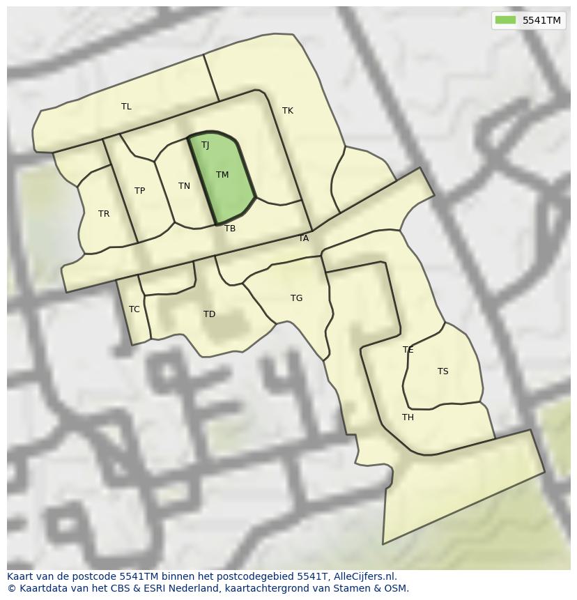 Afbeelding van het postcodegebied 5541 TM op de kaart.