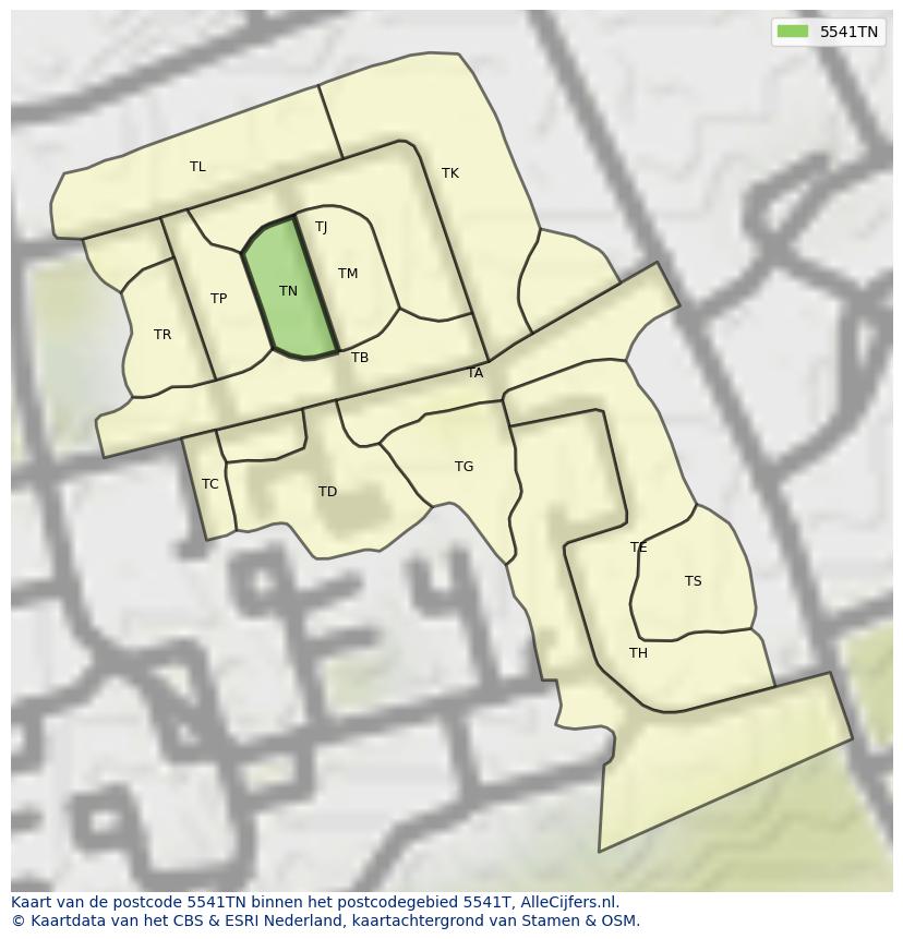Afbeelding van het postcodegebied 5541 TN op de kaart.