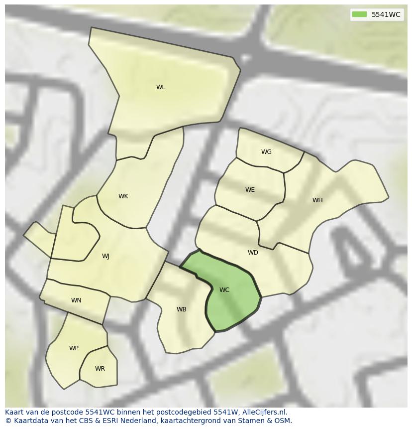 Afbeelding van het postcodegebied 5541 WC op de kaart.