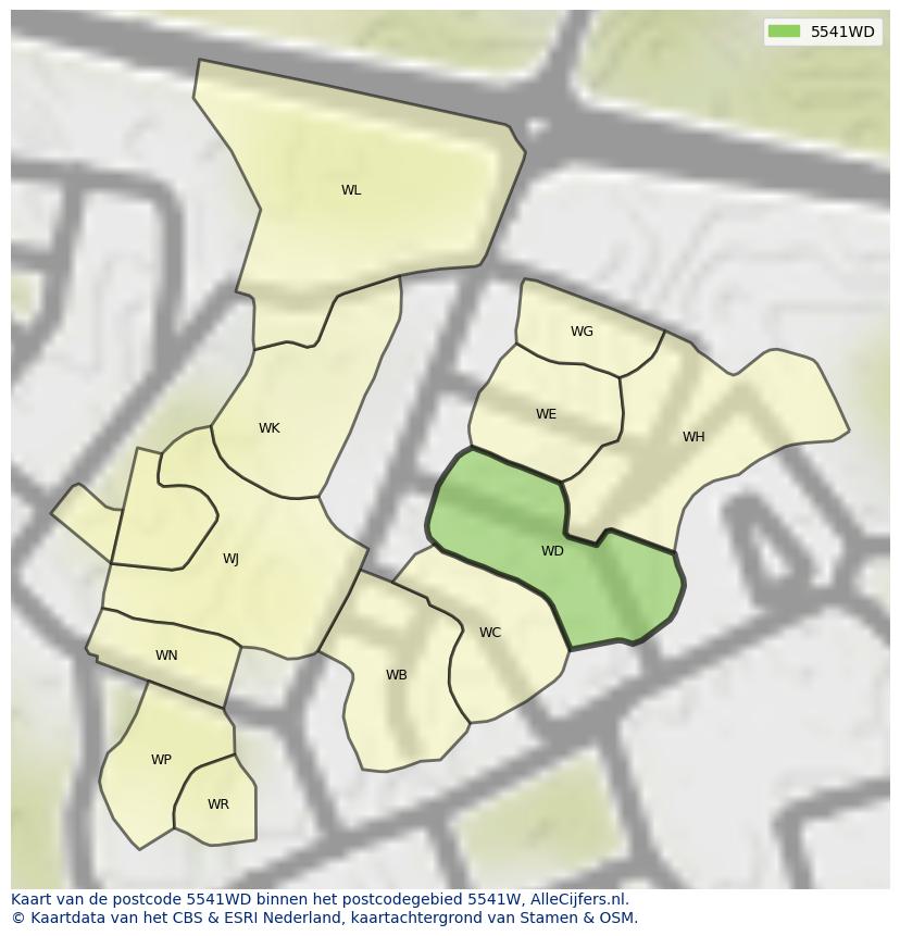 Afbeelding van het postcodegebied 5541 WD op de kaart.