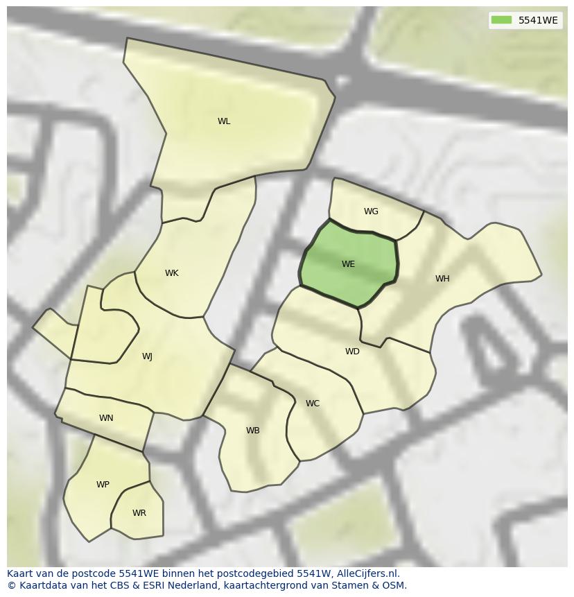 Afbeelding van het postcodegebied 5541 WE op de kaart.