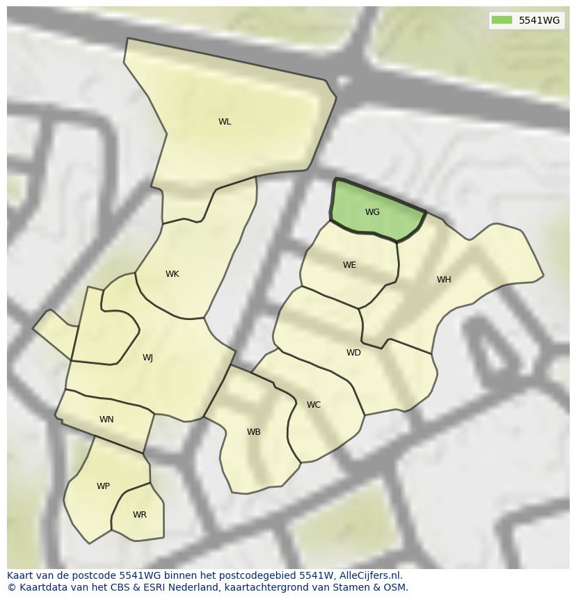 Afbeelding van het postcodegebied 5541 WG op de kaart.