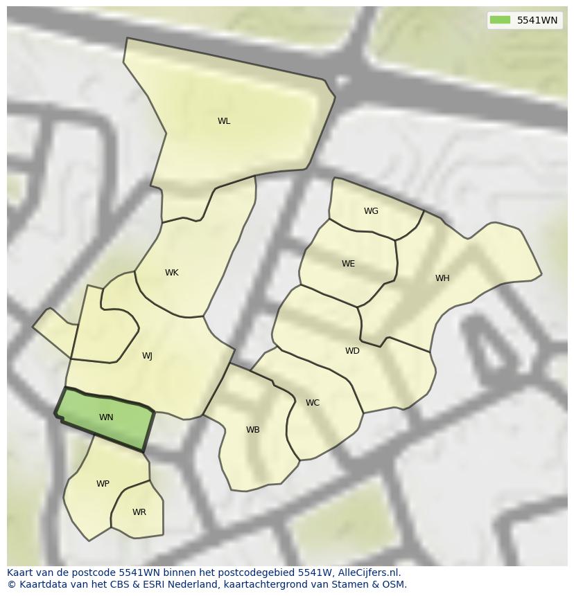 Afbeelding van het postcodegebied 5541 WN op de kaart.