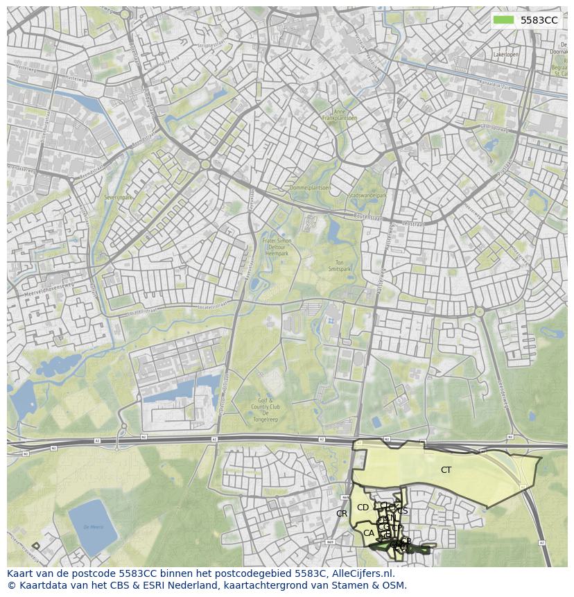 Afbeelding van het postcodegebied 5583 CC op de kaart.