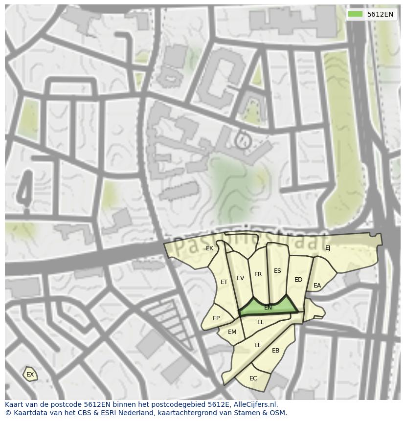 Afbeelding van het postcodegebied 5612 EN op de kaart.