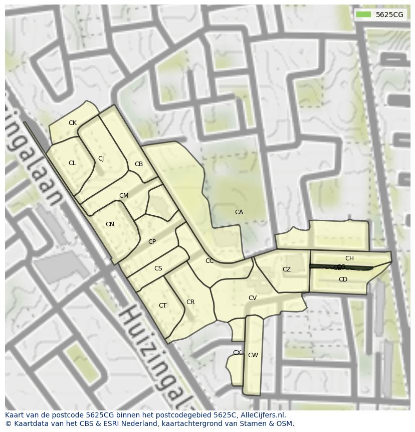 Afbeelding van het postcodegebied 5625 CG op de kaart.