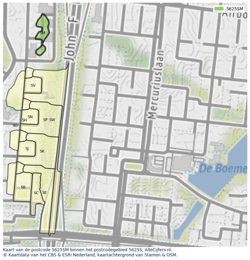 Afbeelding van het postcodegebied 5625 SM op de kaart.