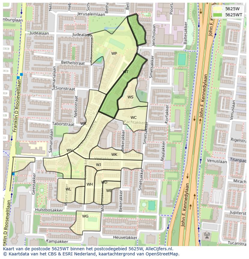 Afbeelding van het postcodegebied 5625 WT op de kaart.