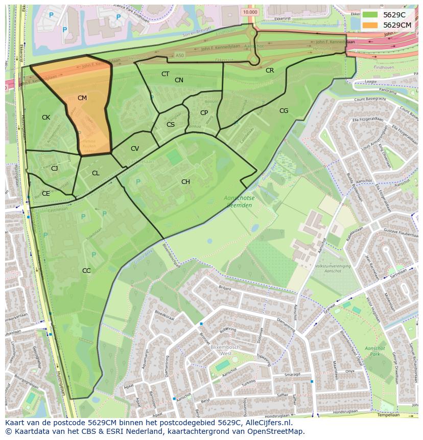Afbeelding van het postcodegebied 5629 CM op de kaart.