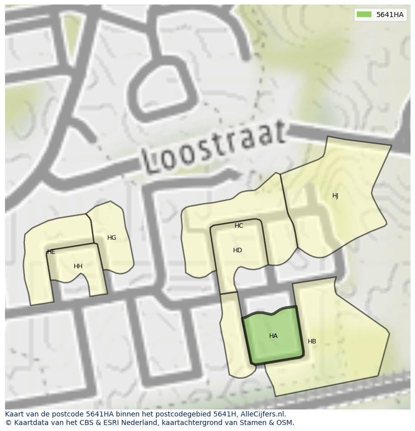 Afbeelding van het postcodegebied 5641 HA op de kaart.
