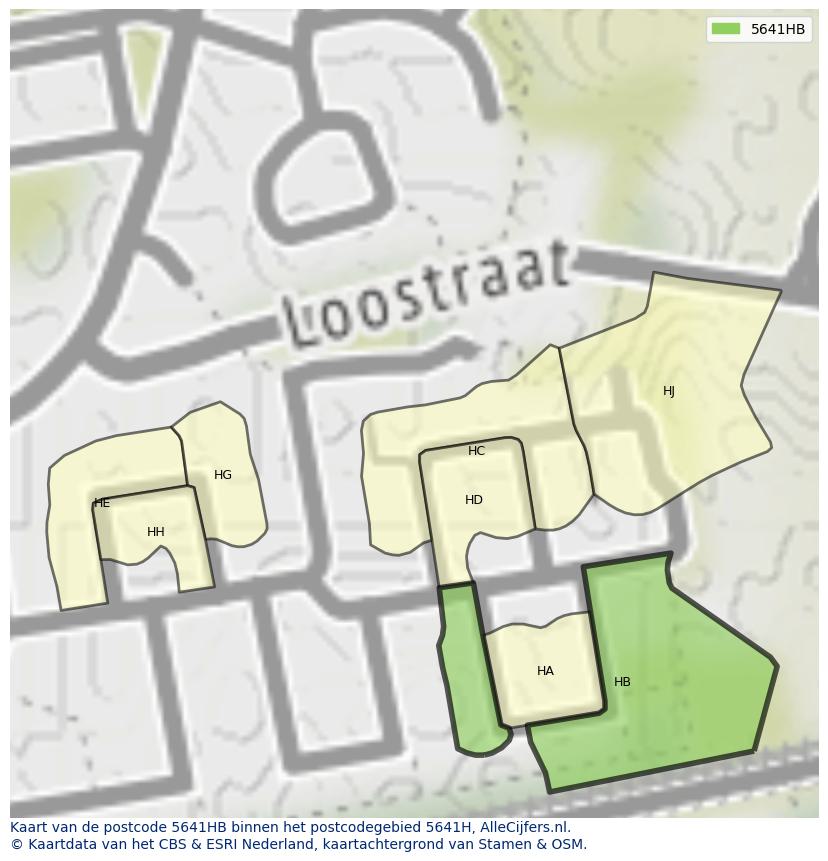 Afbeelding van het postcodegebied 5641 HB op de kaart.