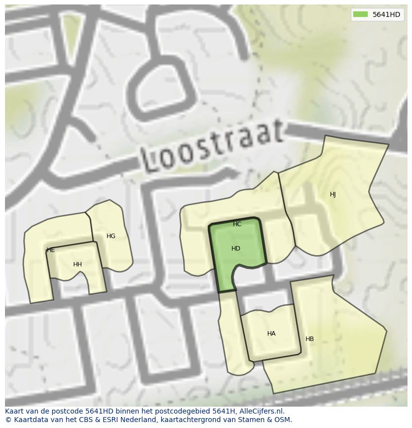 Afbeelding van het postcodegebied 5641 HD op de kaart.