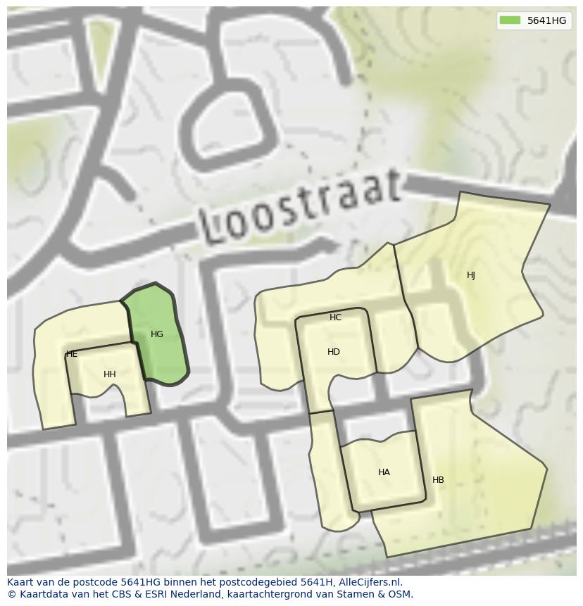 Afbeelding van het postcodegebied 5641 HG op de kaart.