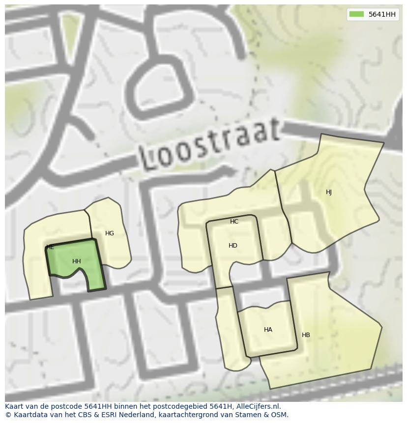 Afbeelding van het postcodegebied 5641 HH op de kaart.