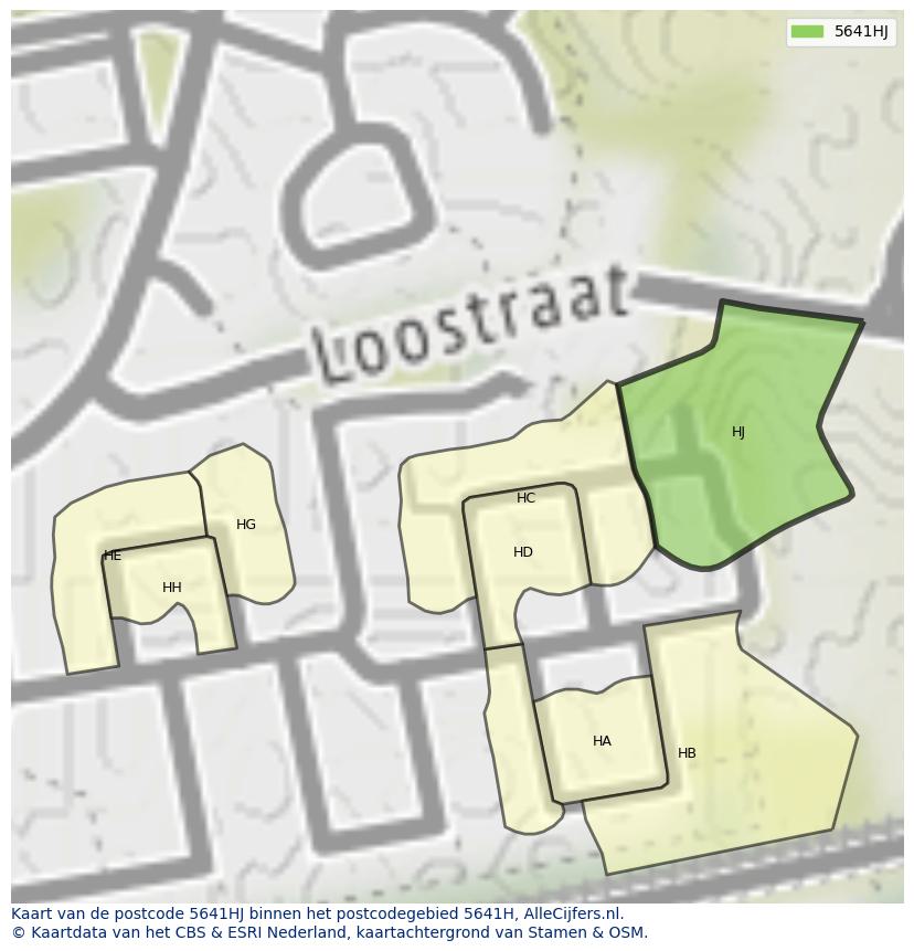 Afbeelding van het postcodegebied 5641 HJ op de kaart.