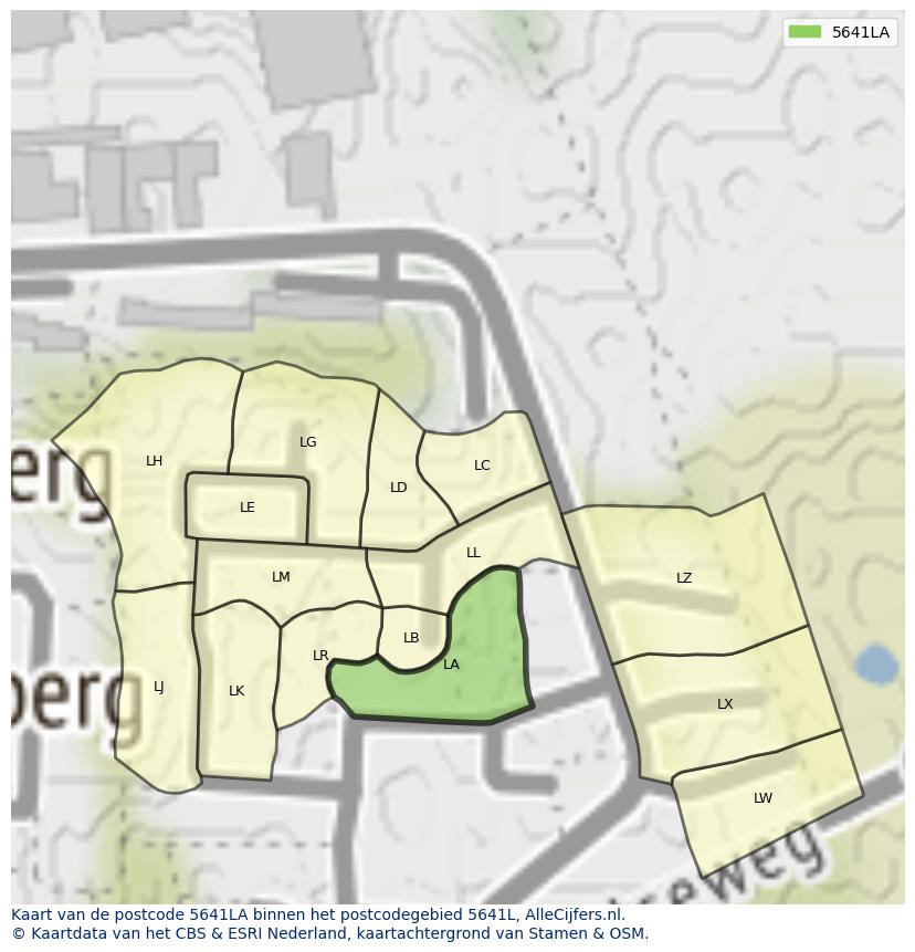 Afbeelding van het postcodegebied 5641 LA op de kaart.