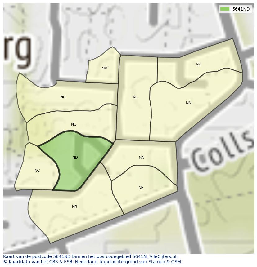 Afbeelding van het postcodegebied 5641 ND op de kaart.