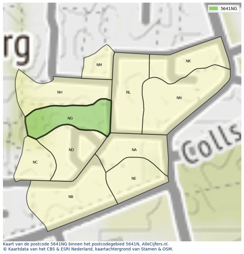 Afbeelding van het postcodegebied 5641 NG op de kaart.