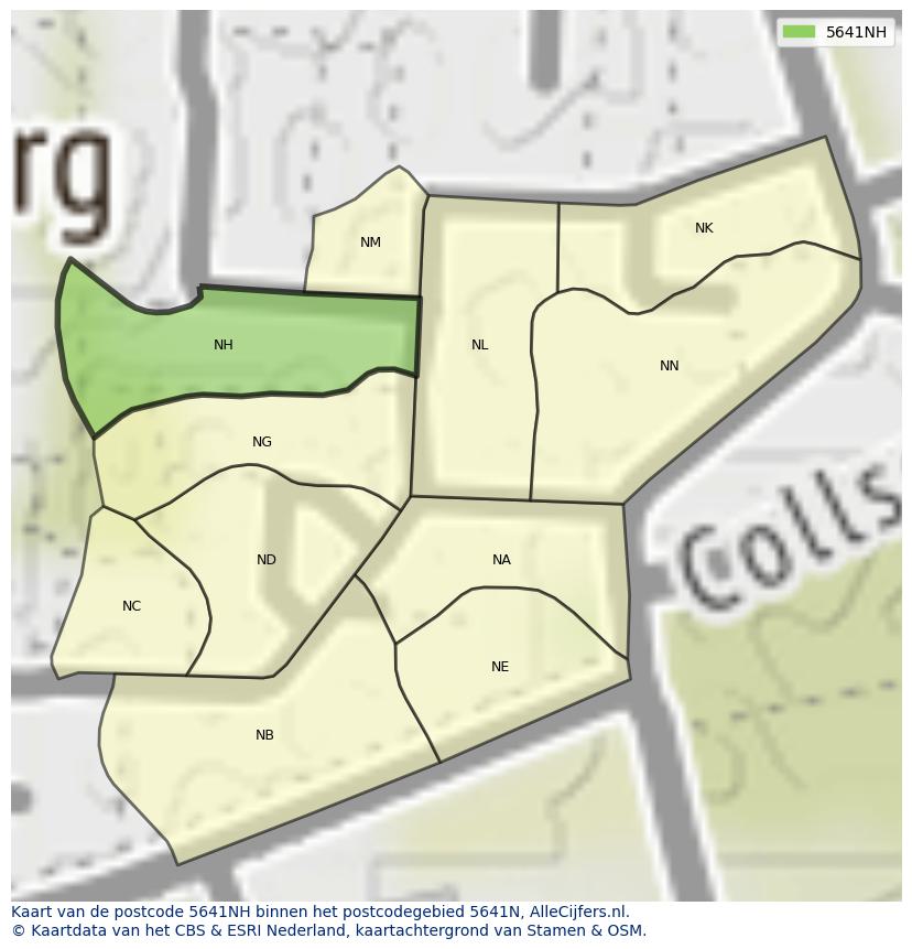 Afbeelding van het postcodegebied 5641 NH op de kaart.