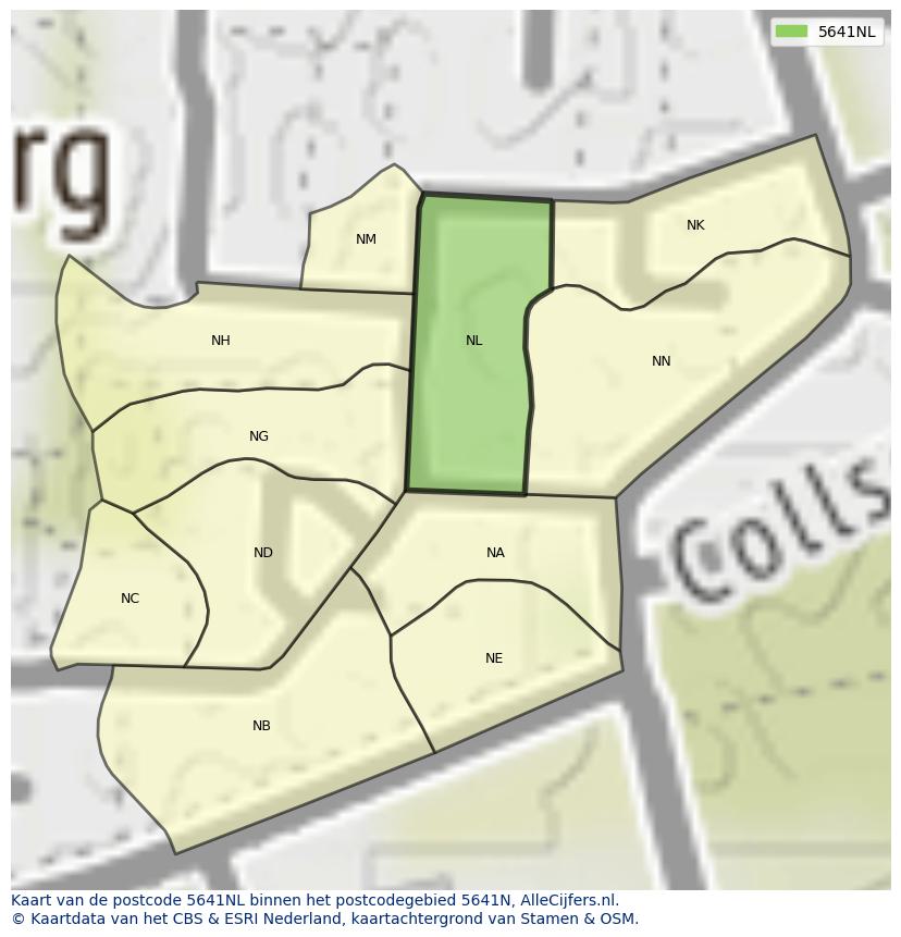 Afbeelding van het postcodegebied 5641 NL op de kaart.
