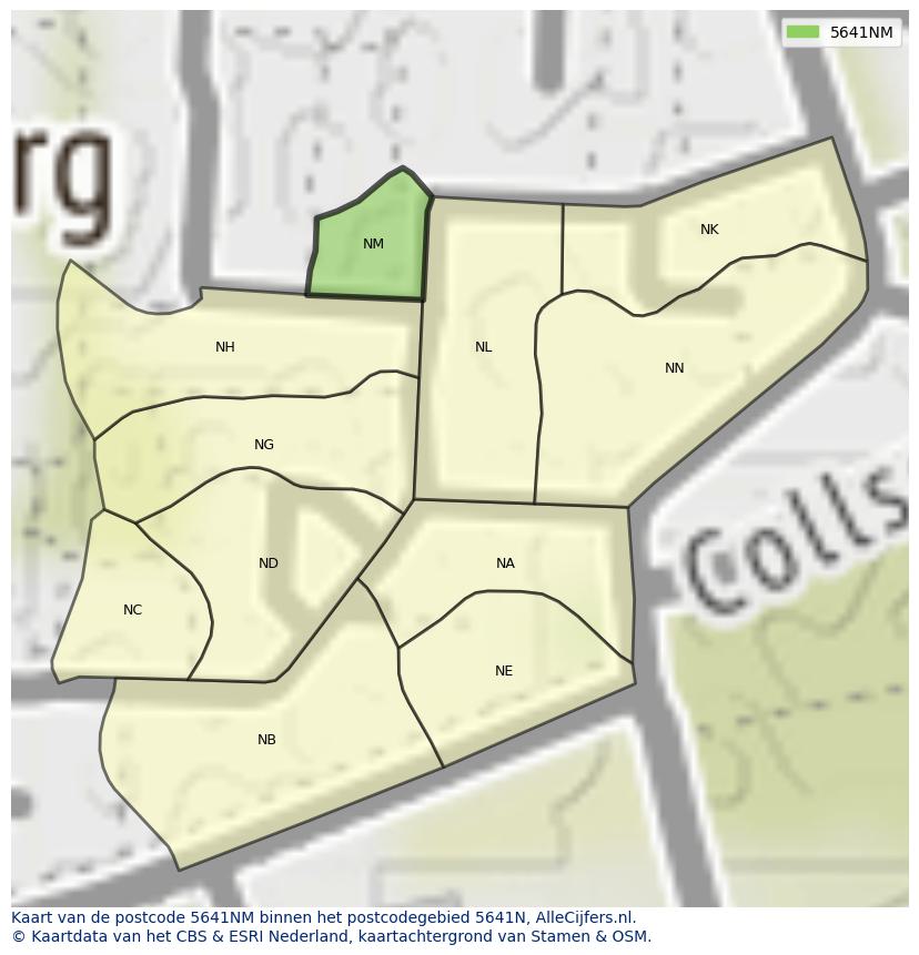 Afbeelding van het postcodegebied 5641 NM op de kaart.