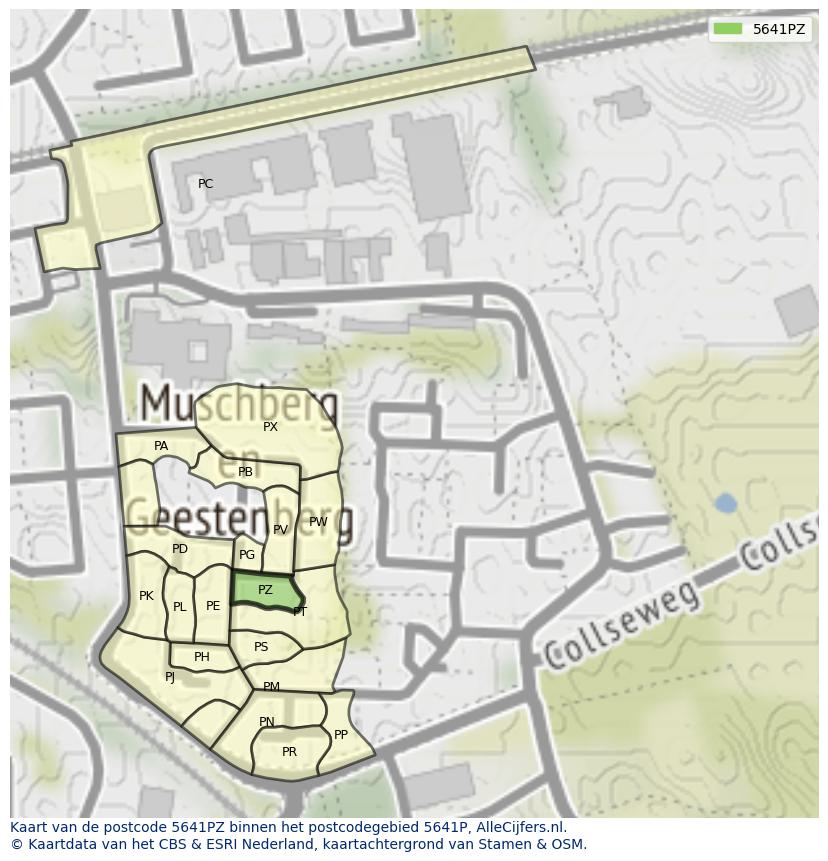 Afbeelding van het postcodegebied 5641 PZ op de kaart.