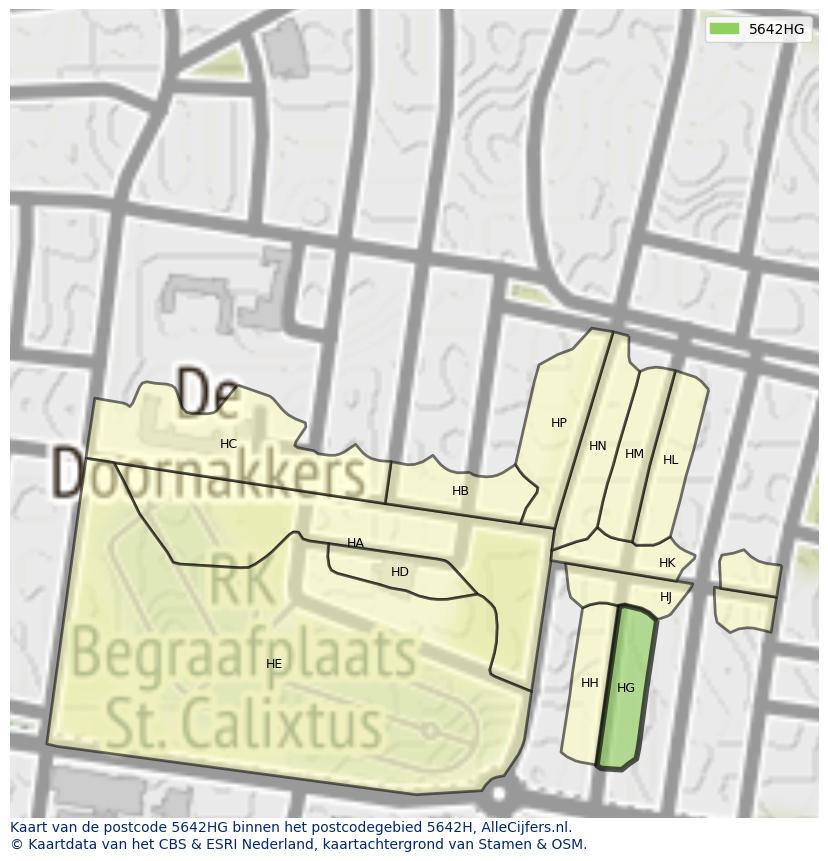 Afbeelding van het postcodegebied 5642 HG op de kaart.