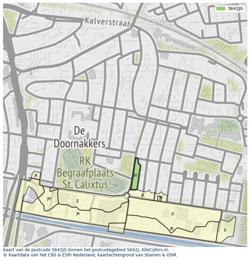 Afbeelding van het postcodegebied 5642 JG op de kaart.