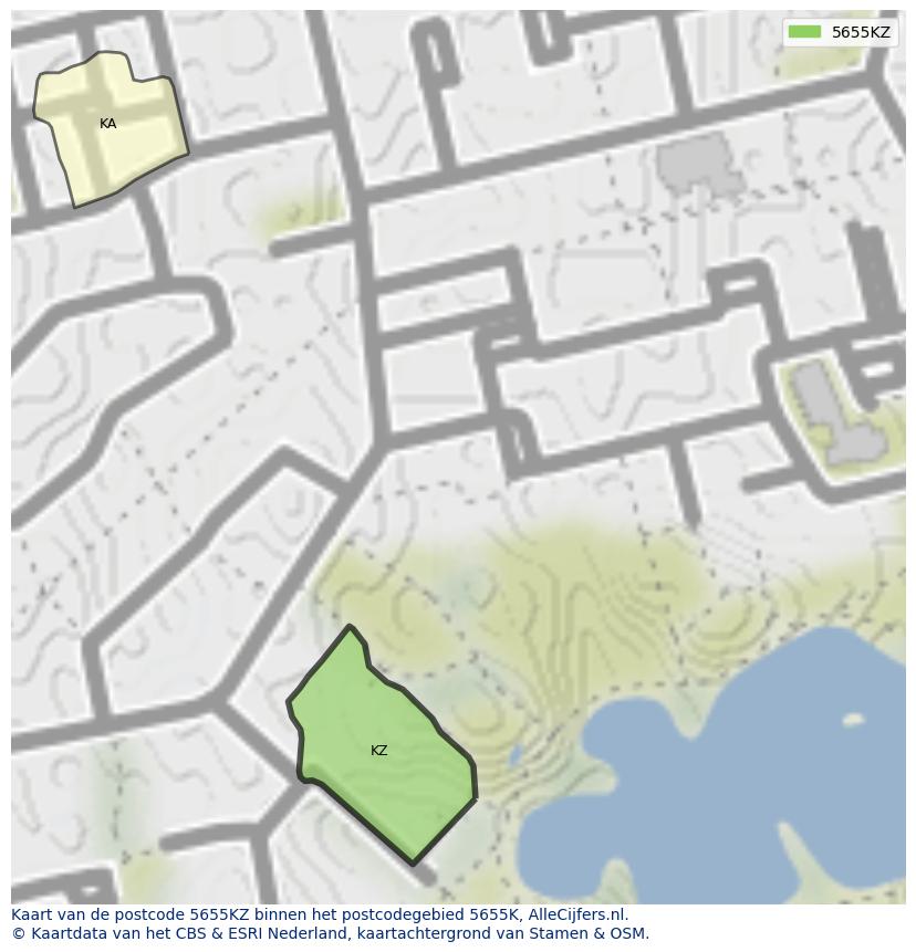 Afbeelding van het postcodegebied 5655 KZ op de kaart.