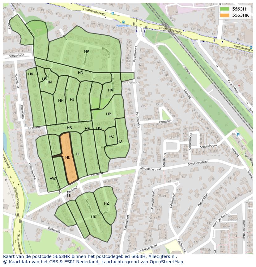 Afbeelding van het postcodegebied 5663 HK op de kaart.