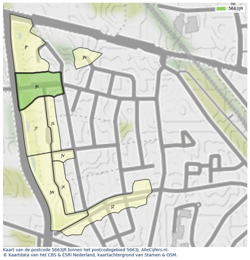 Afbeelding van het postcodegebied 5663 JR op de kaart.