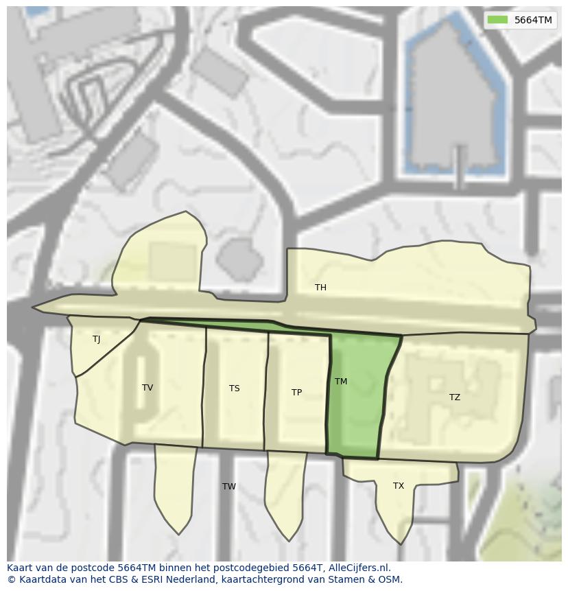 Afbeelding van het postcodegebied 5664 TM op de kaart.