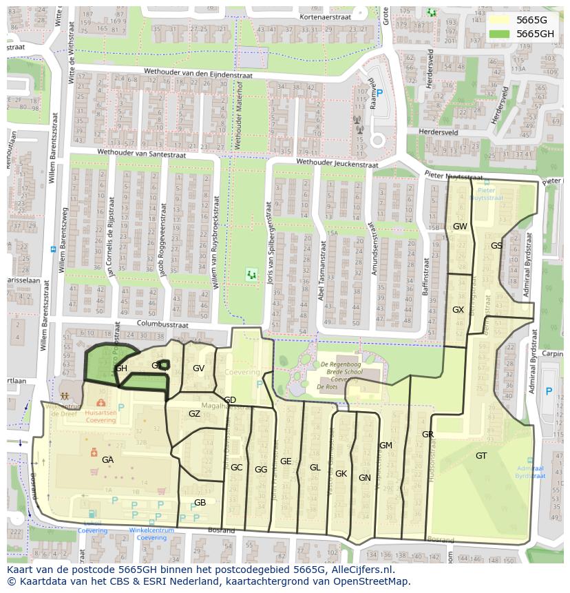 Afbeelding van het postcodegebied 5665 GH op de kaart.