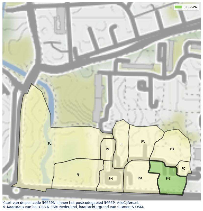 Afbeelding van het postcodegebied 5665 PN op de kaart.