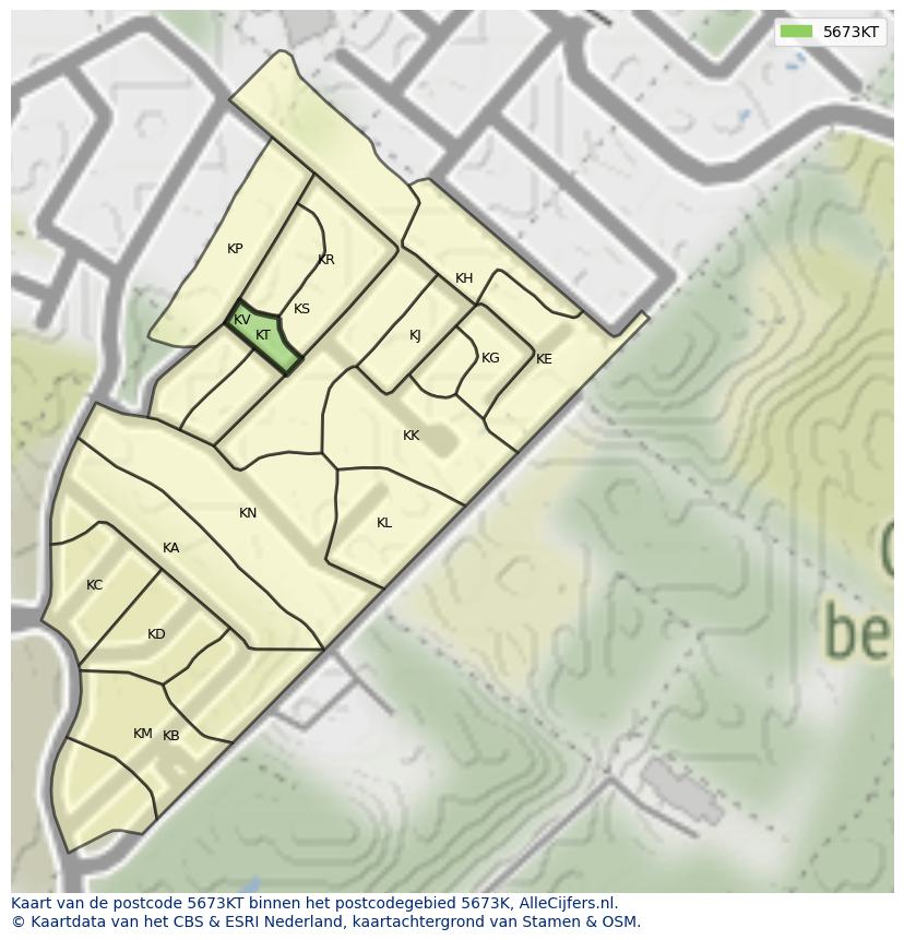 Afbeelding van het postcodegebied 5673 KT op de kaart.