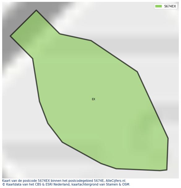 Afbeelding van het postcodegebied 5674 EX op de kaart.