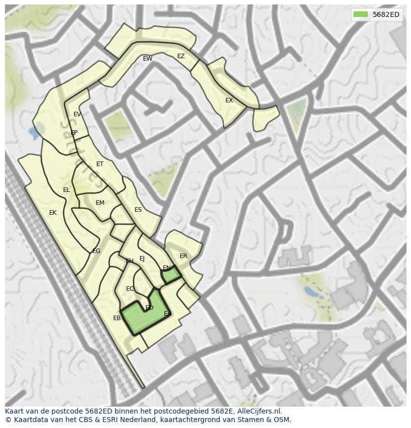 Afbeelding van het postcodegebied 5682 ED op de kaart.