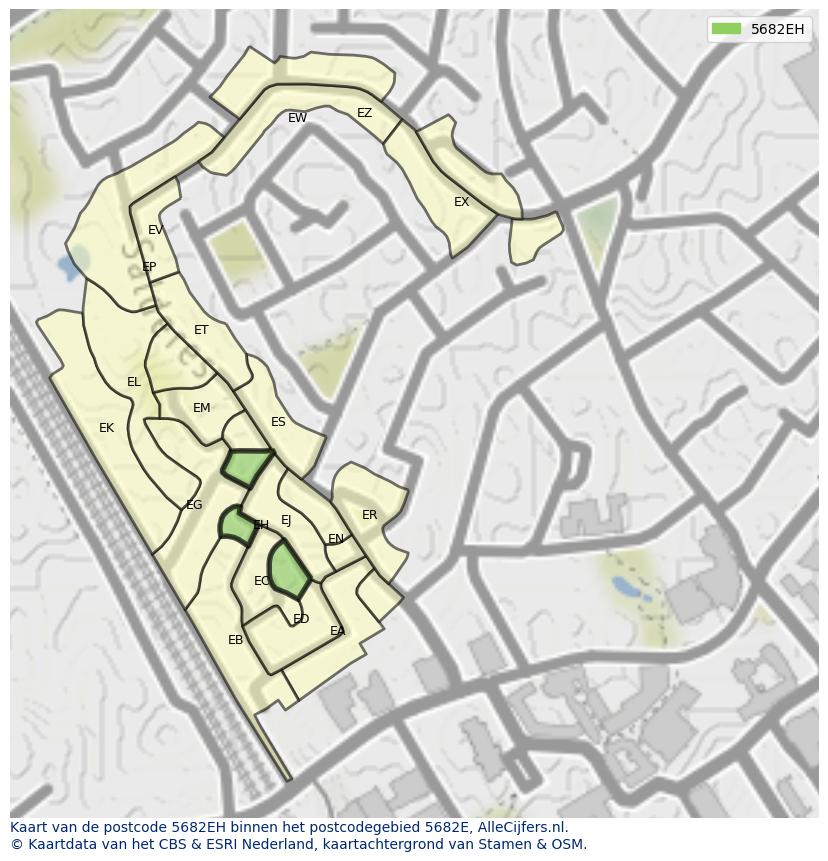 Afbeelding van het postcodegebied 5682 EH op de kaart.