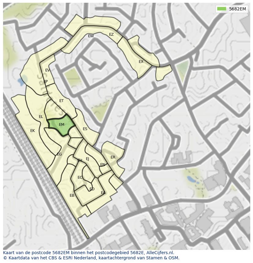 Afbeelding van het postcodegebied 5682 EM op de kaart.