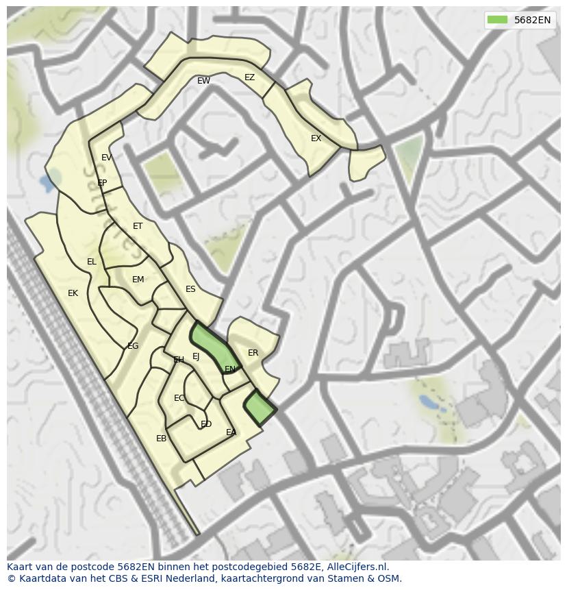 Afbeelding van het postcodegebied 5682 EN op de kaart.