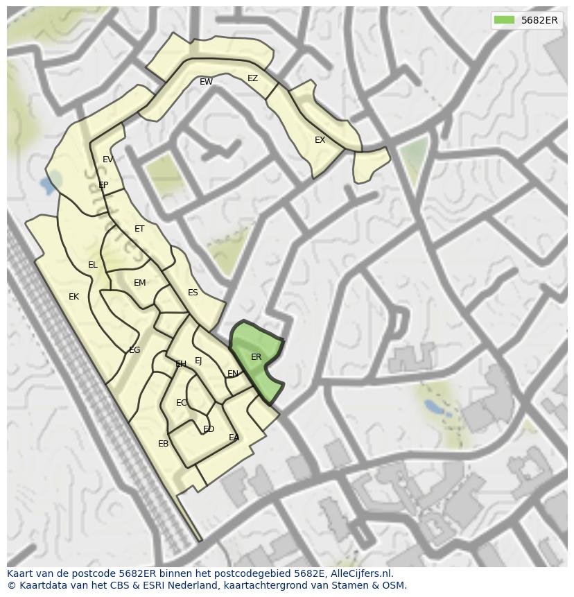 Afbeelding van het postcodegebied 5682 ER op de kaart.