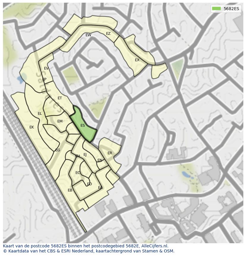 Afbeelding van het postcodegebied 5682 ES op de kaart.