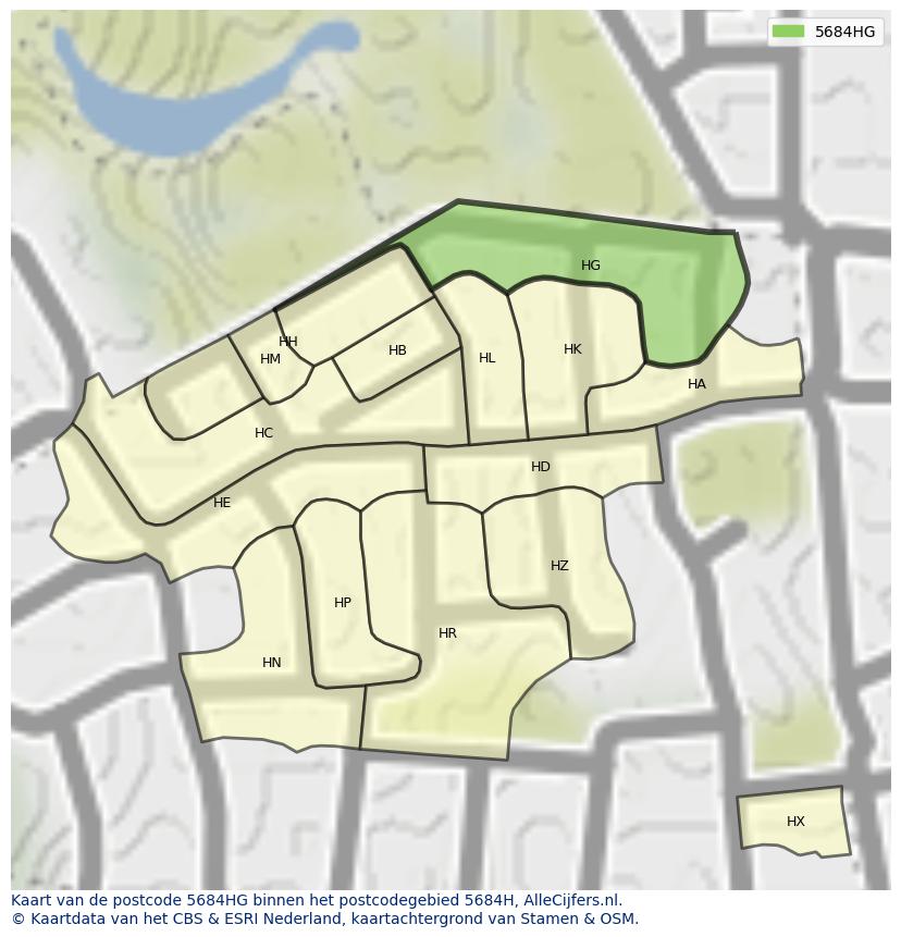 Afbeelding van het postcodegebied 5684 HG op de kaart.
