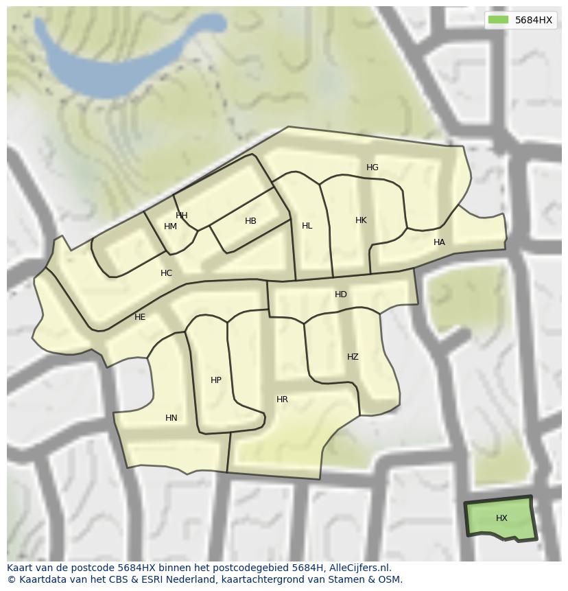 Afbeelding van het postcodegebied 5684 HX op de kaart.