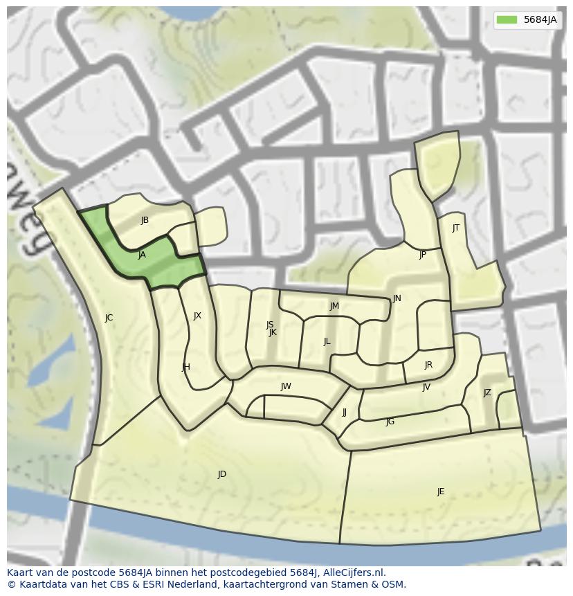Afbeelding van het postcodegebied 5684 JA op de kaart.